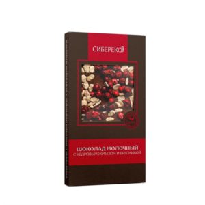 Шоколад: горький с кедровым жмыхом и брусникой, 100 г