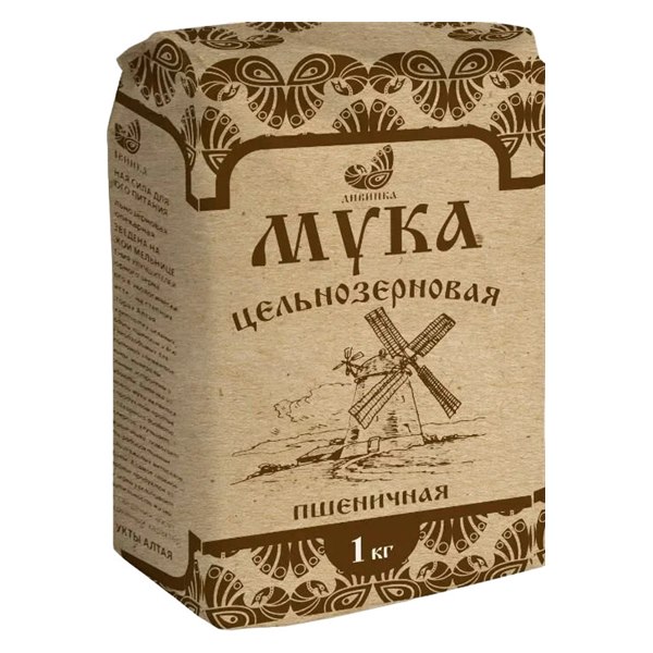 Мука цельнозерновая пшеничная от ТМ «Дивинка» 1 Мука цельнозерновая пшеничная, 1 кг Дивинка