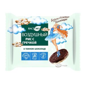 Воздушный Рис с Гречкой Лайт в темном шоколаде, 19 г ВАСТЭКО