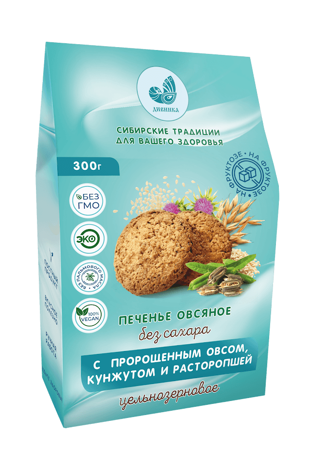 Печенье цельнозерновое овсяное кунжутом и расторопшей, 300 г 1 00 00002503 original 6cfa15c95c29