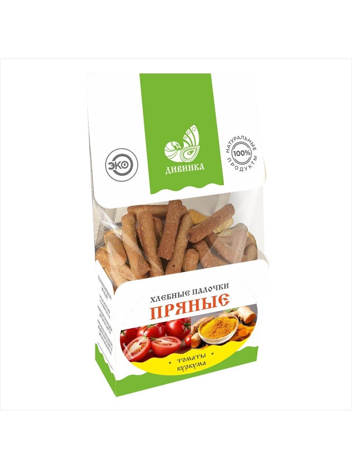 Хлебные палочки цельнозерновые пряные(томаты, куркума), 220 г Дивинка 1 00 00003592 7d05b39f4508