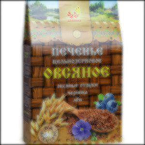 Печенье цельнозерновое овсяное со льном и черникой, 300 г