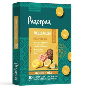 Леденцы Радоград кедровые Лимон и мед, 32 г